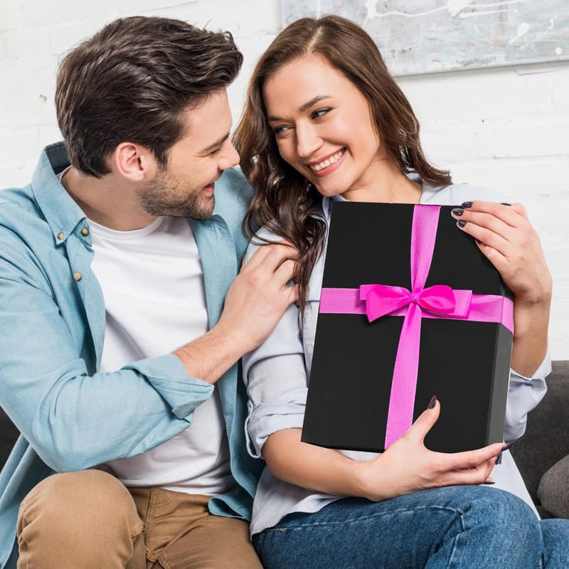 Ditwis 12x9x4 Inches Gift Box with Magnetic Closure Lid, Black Magnetic Box for Wedding, Groomsmen Bridesmaid Proposal, Birthdays, Mother's Day, 1 Pack - Image 3